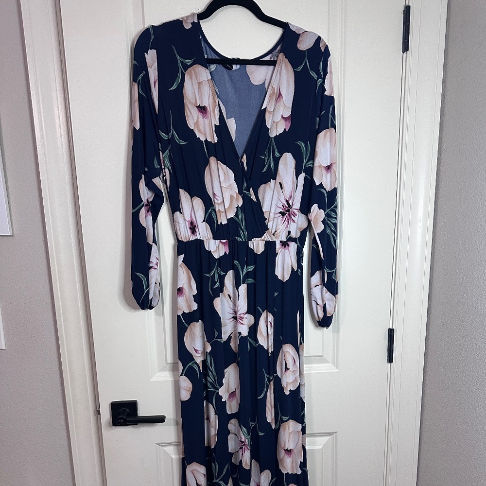 Fashion to Figure Long Sleeve Floral  Maxi Dress (#022)
